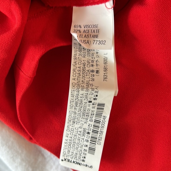 NWT Zara Red Crepe Puff Pleated Sleeve Sheath Mini Dress - L - Picture 14 of 14
